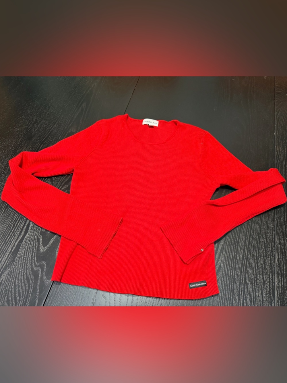 Calvin Klein Jeans Red Ribbed Knit Top